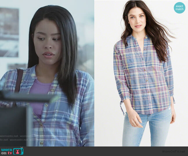 Abercrombie & Fitch Tie Sleeve Button-up Shirt worn by Mariana Foster (Cierra Ramirez) on Good Trouble