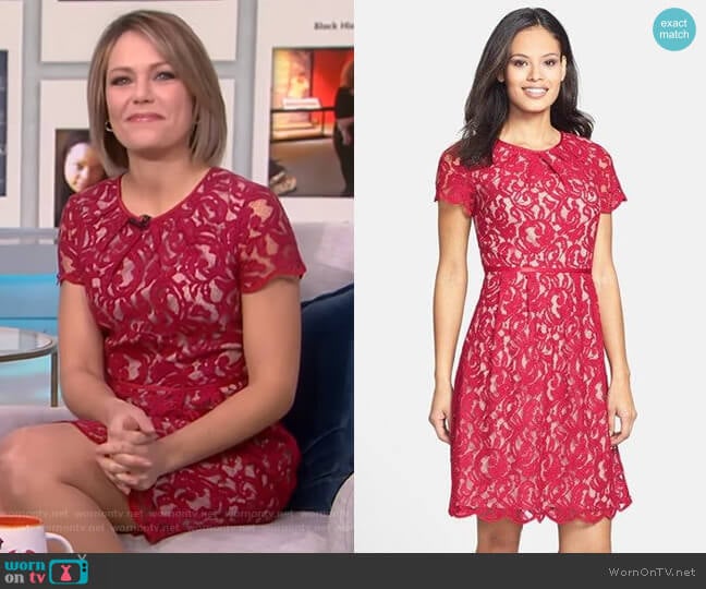Adrianna Papell Scalloped Lace Dress worn by Dylan Dreyer on Today
