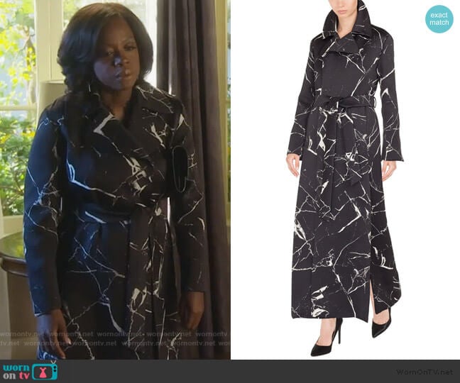 Akris Marble-Tile Jacquard Wool-Blend Coat worn by Annalise Keating (Viola Davis) on How to Get Away with Murder