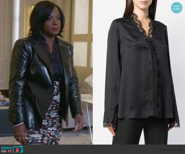 Alexander McQueen Lace Trim Blouse worn by Annalise Keating (Viola Davis) on How to Get Away with Murder