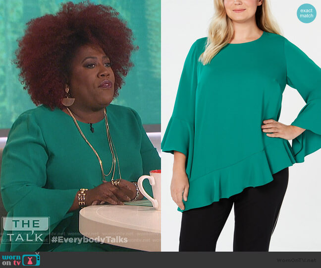 Alfani Asymmetrical Bell-Sleeve Top worn by Sheryl Underwood on The Talk