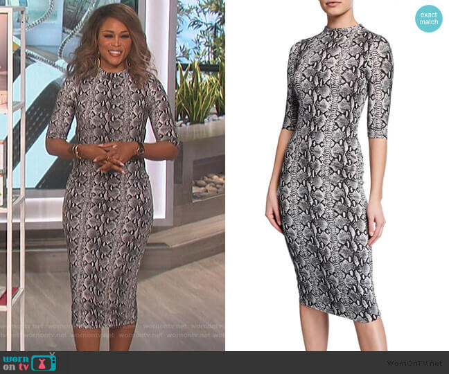 Alice + Olivia Delora Snake-Print Dress worn by Eve on The Talk