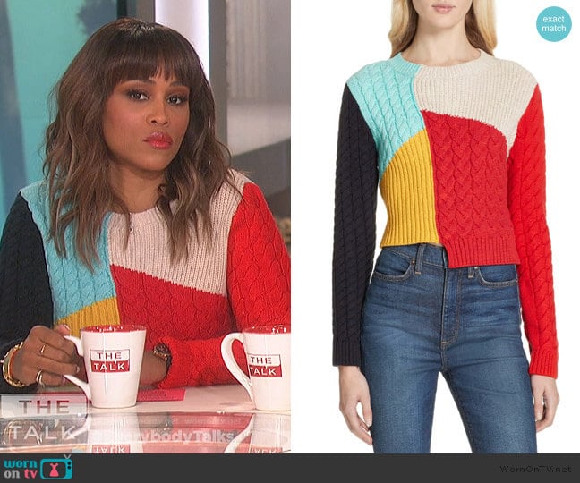 Alice + Olivia Lebell Colorblock Sweater worn by Eve on The Talk