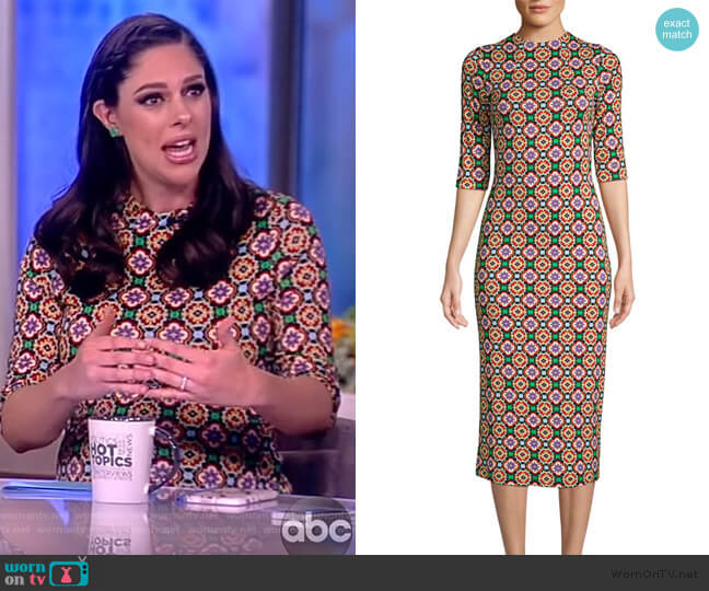 Alice + Olivia Delora Sheath Midi Dress worn by Abby Huntsman on The View