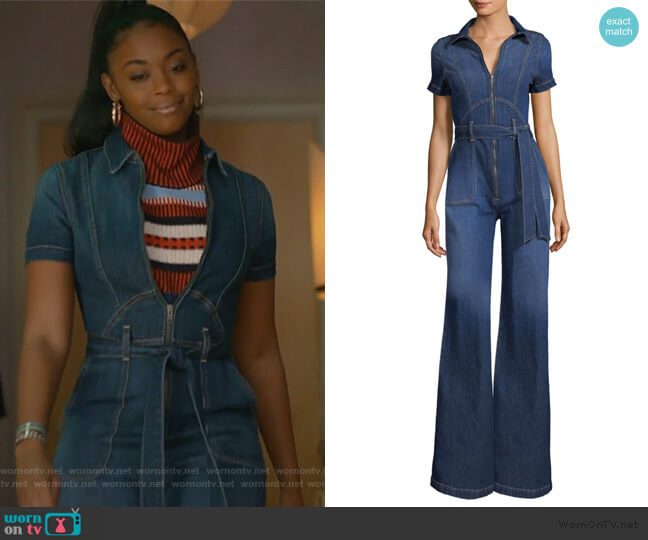 Alice + Olivia Gorgeous Collar Wide-Leg Jumpsuit worn by Anissa Pierce (Nafessa Williams) on Black Lightning