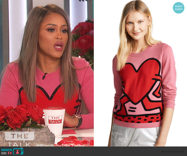 Alice + Olivia Keith Haring Chia Intarsia Pullover worn by Eve on The Talk