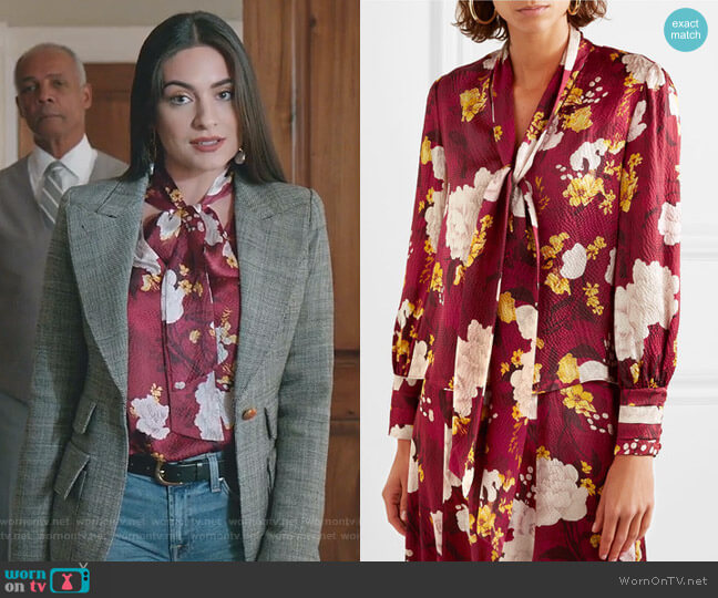 Alice + Olivia Crogan Blouse worn by Cristal Jennings (Daniella Alonso) on Dynasty