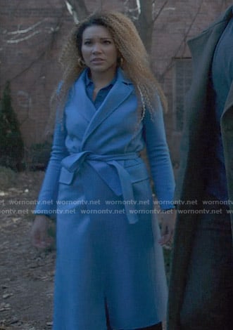 Allison’s blue wrap coat on The Umbrella Academy
