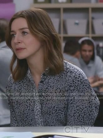 Amelia’s grey leopard print shirt on Grey’s Anatomy