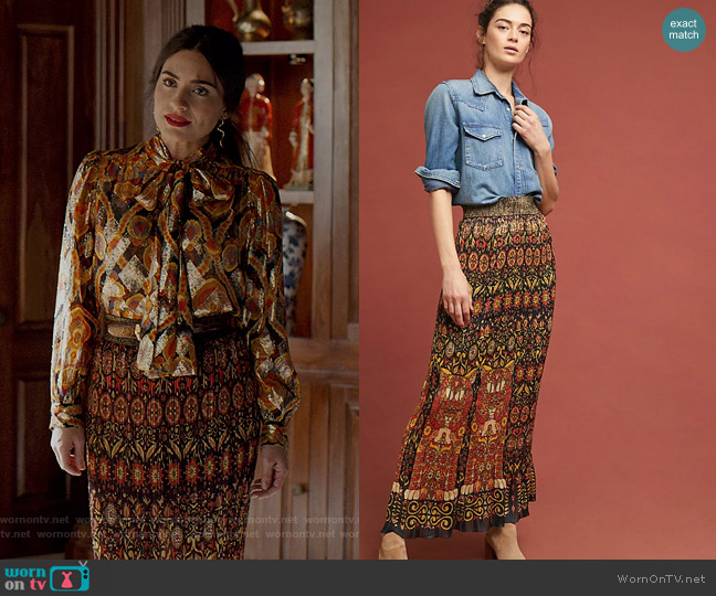 Anna Sui Pleated Maxi Skirt worn by Cristal Jennings (Daniella Alonso) on Dynasty