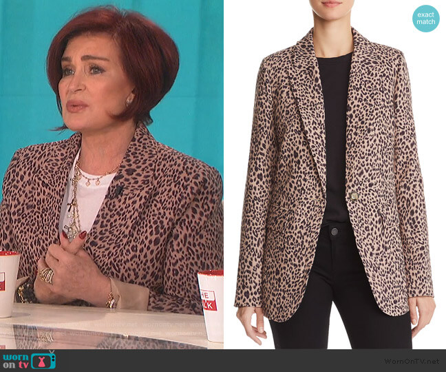 Aqua Leopard Print Blazer worn by Sharon Osbourne on The Talk