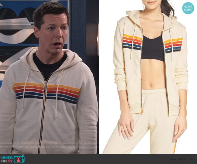 Aviator Nation 5-Stripe Zip Hoodie worn by Jack McFarland (Sean Hayes) on Will and Grace