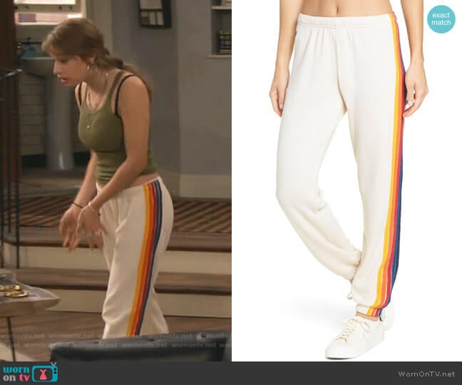 Aviator Nation Stripe Sweatpants worn by Shannon (Odessa Adlon) on Fam