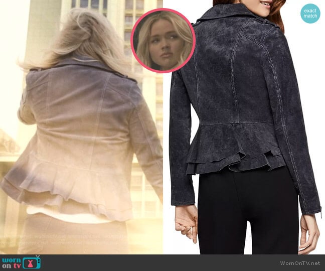 Bcbgeneration Peplum Suede Moto Jacket worn by Lauren Strucker (Natalie Alyn Lind) on The Gifted