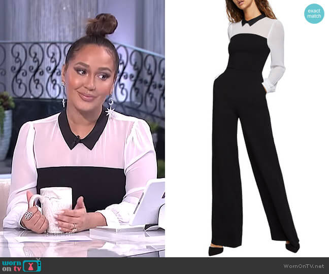 BCBGeneration Collared Twofer Shirt Wide-Leg Jumpsuit worn by Adrienne Houghton on The Real