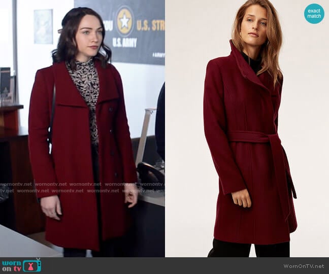 Babaton Connor Wool Coat in Row Red worn by Cara Bloom (Violett Beane) on God Friended Me