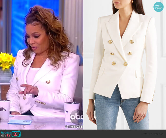Balmain Double-breasted grain de poudre wool blazer worn by Sunny Hostin on The View
