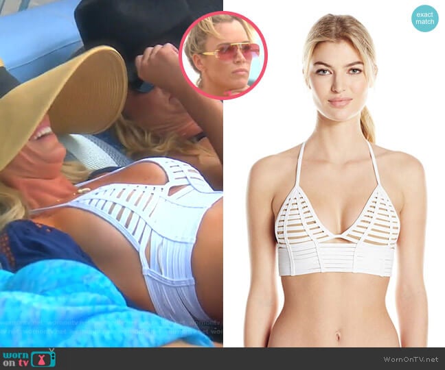 Beach Bunny Hard Summer Long Line Triangle Bikini Top worn by Teddi Mellencamp Arroyave on The Real Housewives of Beverly Hills