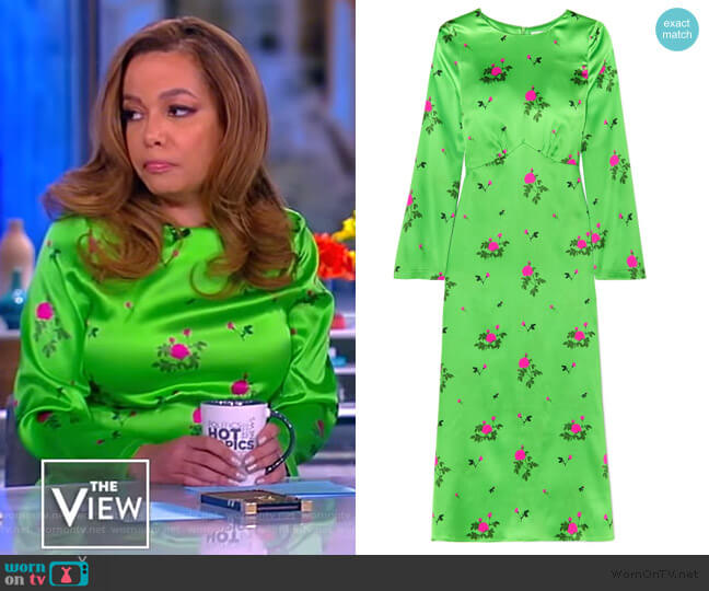 Bernadette Neon floral-print silk-blend satin midi dress worn by Sunny Hostin on The View