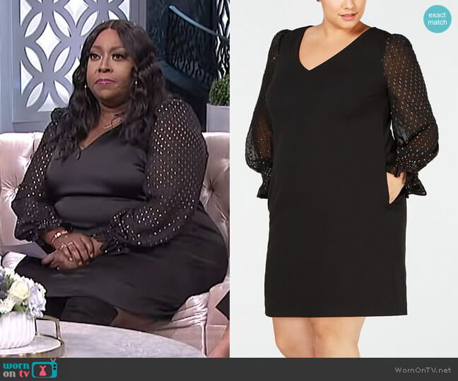 Betsey Johnson Plus Size Illusion-Sleeve Dress worn by Loni Love on The Real