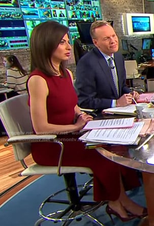 Bianna’s red sleeveless midi dress on CBS This Morning