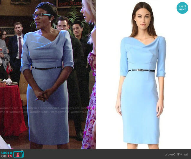 Black Halo 3/4 Sleeve Jackie O Dress in Twinkle Blue