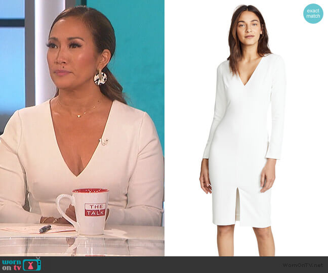Black Halo Sambora Sheath Dress worn by Carrie Inaba on The Talk
