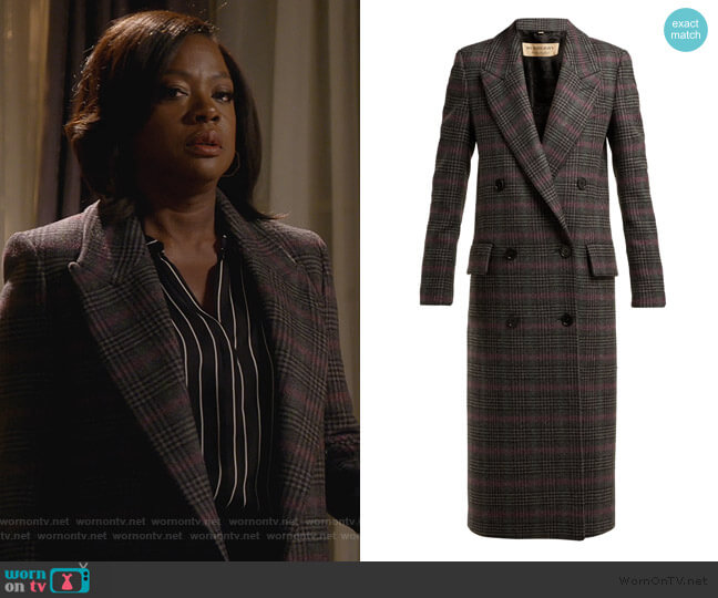 Burberry Theydon double-breasted wool coat worn by Annalise Keating (Viola Davis) on How to Get Away with Murder