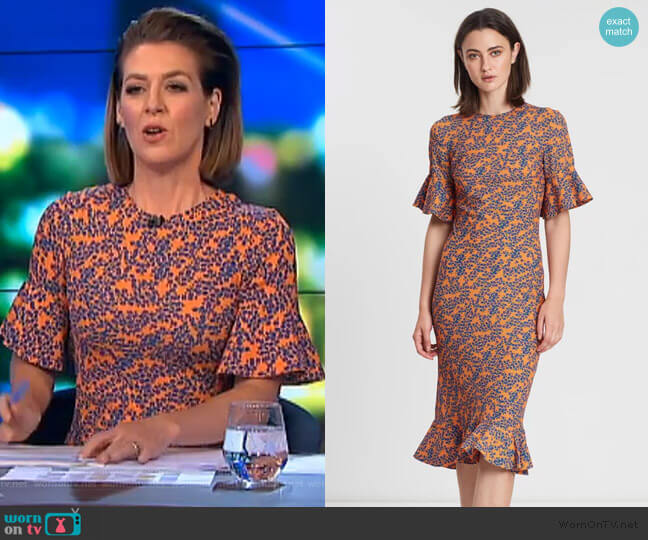 By Johnny. Mango Blooms Frill Tee Dress worn by Gorgi Coghlan on The Project