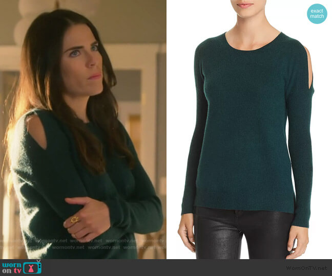 C by Bloomingdales Cold-Shoulder Cashmere Sweater worn by Laurel Castillo (Karla Souza) on How to Get Away with Murder
