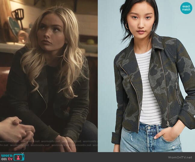 Anthropologie Camo Moto Jacket worn by Lauren Strucker (Natalie Alyn Lind) on The Gifted