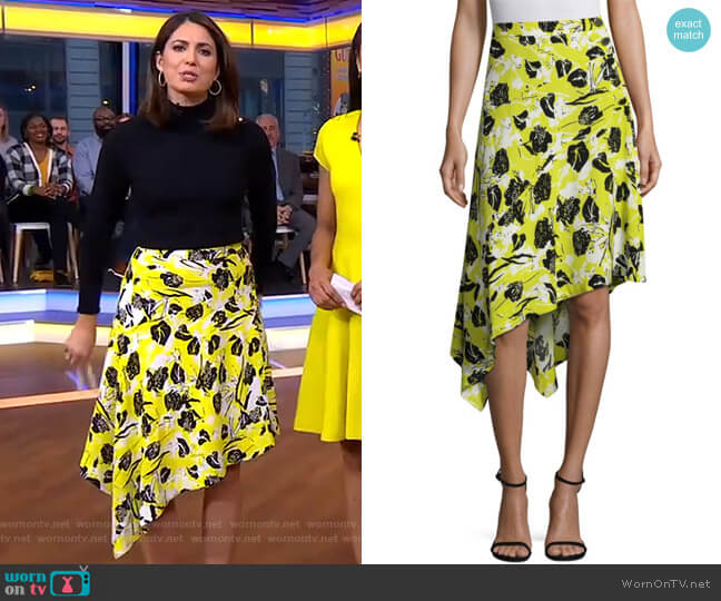 Derek Lam Asymmetrical Midi Skirt worn by Cecilia Vega on Good Morning America