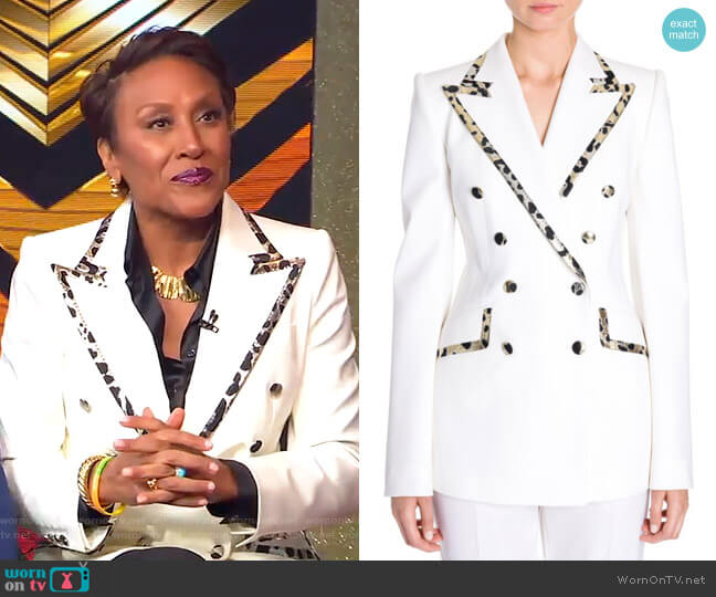 Dolce & Gabbana Leopard-Trim Double-Breasted Jacket worn by Robin Roberts on Good Morning America