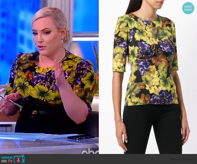 Dolce & Gabbana Printed Fitted Top worn by Meghan McCain on The View