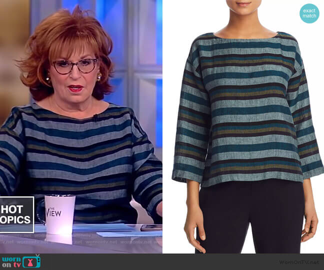 Eileen Fisher Stripe Linen Top worn by Joy Behar on The View