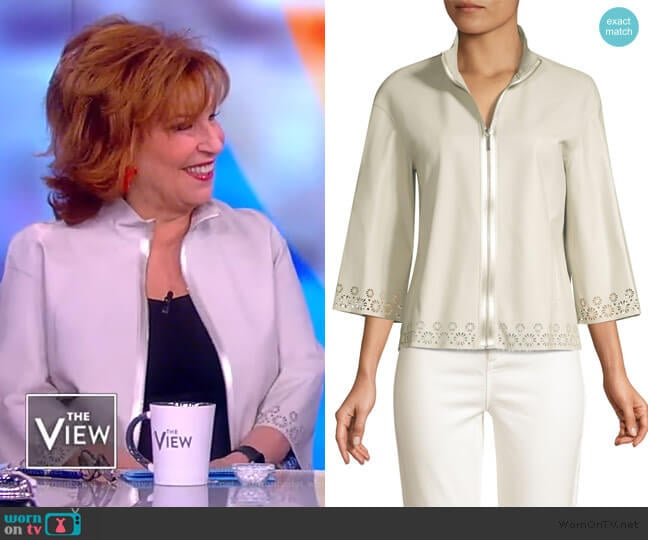 Elie Tahari Rainer Eyelet Lace-Trim Leather Jacket worn by Joy Behar on The View