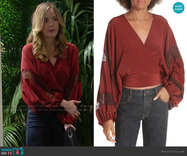 Elizabeth and James Talia Top worn by Hope Logan (Annika Noelle) on The Bold and the Beautiful