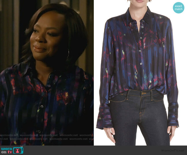 Equipment Eleonore Print Silk Blend Shirt worn by Annalise Keating (Viola Davis) on How to Get Away with Murder