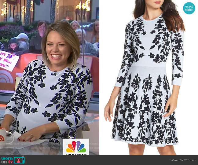 Eliza J Floral Fit & Flare Sweater Dress worn by Dylan Dreyer on Today