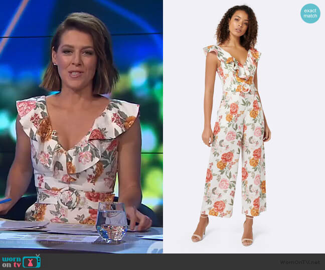 Forever New Sage Petite Belted Linen Culotte Jumpsuit worn by Gorgi Coghlan on The Project
