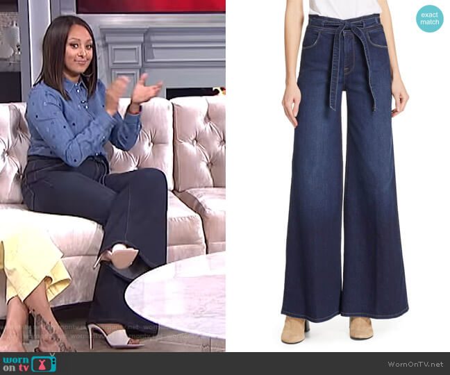 Frame Belted Palazzo Jeans worn by Tamera Mowry on The Real