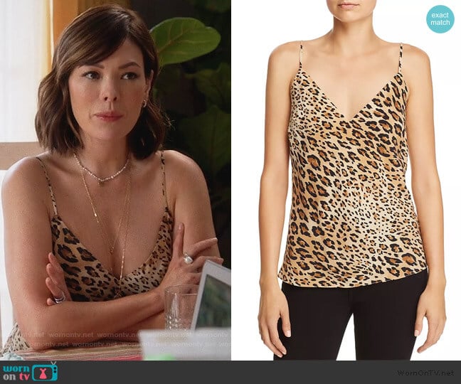 Frame Leopard Print Silk Camisole worn by Camille (Lindsay Price) on Splitting Up Together