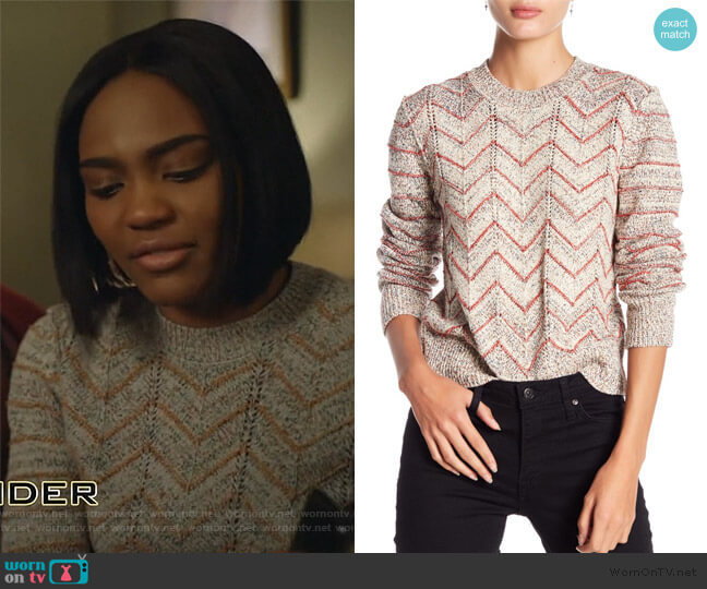 Free People Zigzag Pullover worn by Jennifer Pierce (China Anne McClain) on Black Lightning
