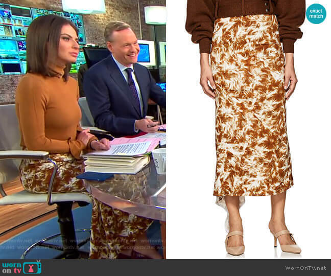 Victoria Beckham Fur-Print Asymmetric Midi-Skirt worn by Bianna Golodryga on CBS Mornings
