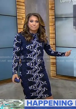Ginger’s blue snake print top and skirt on Good Morning America