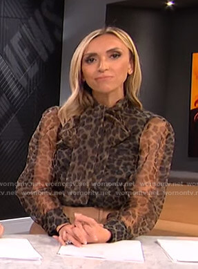 Giuliana’s leopard print tie neck blouse on E! News