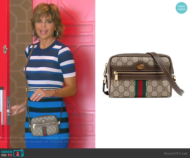 Gucci Ophidia Small GG Supreme Canvas Crossbody Bag worn by Lisa Rinna on The Real Housewives of Beverly Hills