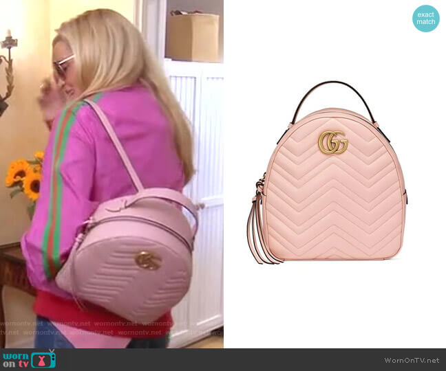 Gucci GG Marmont Leather Backpack worn by Camille Grammer on The Real Housewives of Beverly Hills
