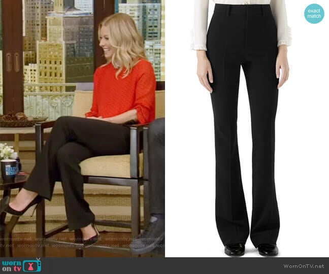 Gucci Stretch Cady Skinny Flare Pants worn by Kelly Ripa on Live with Kelly and Mark
