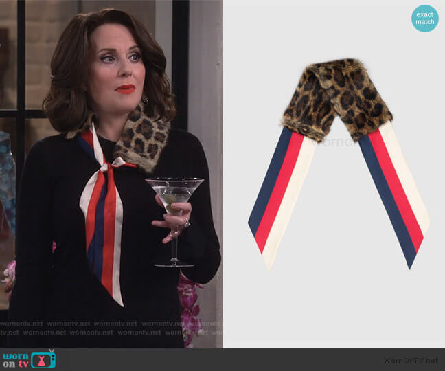 Gucci Scarf With Leopard Print Fur worn by Karen Walker (Megan Mullally) on Will and Grace
